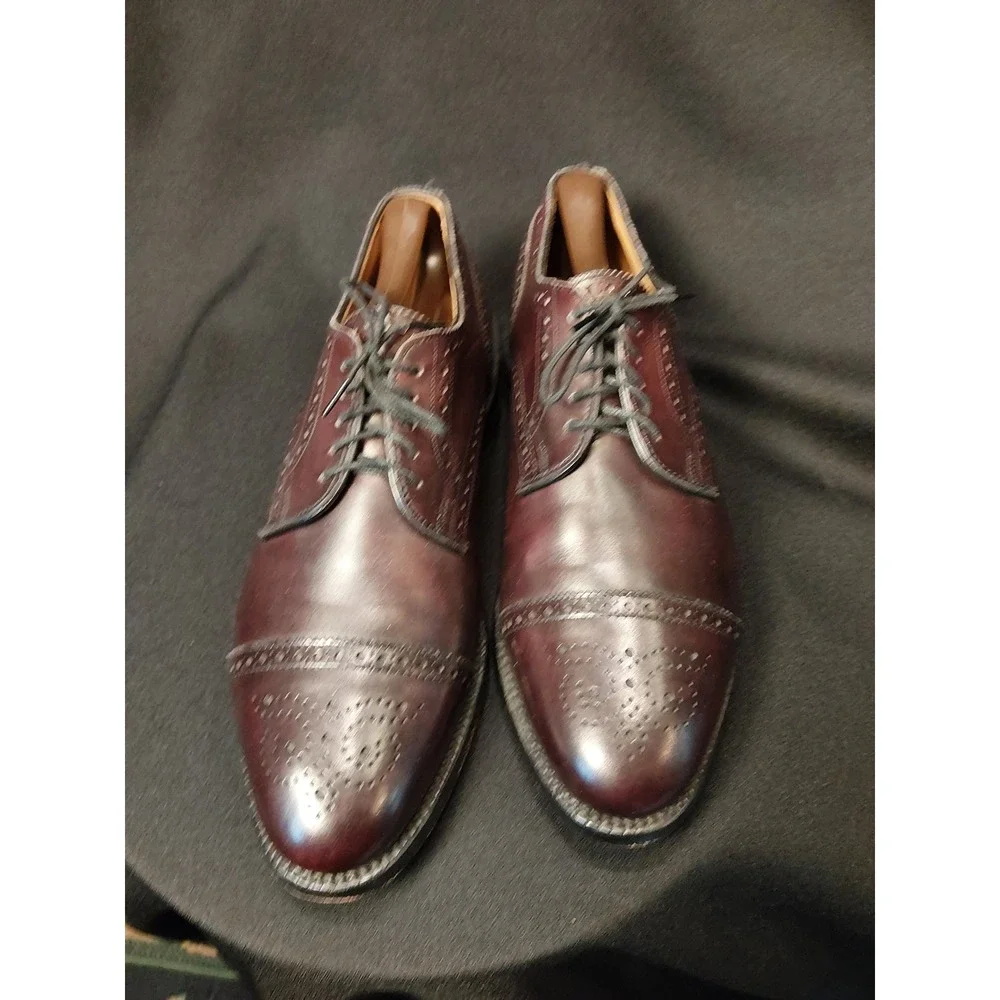 Allen Edmonds Sanford 5277 Burgundy Leather Cap Toe Brogue  display picture 3